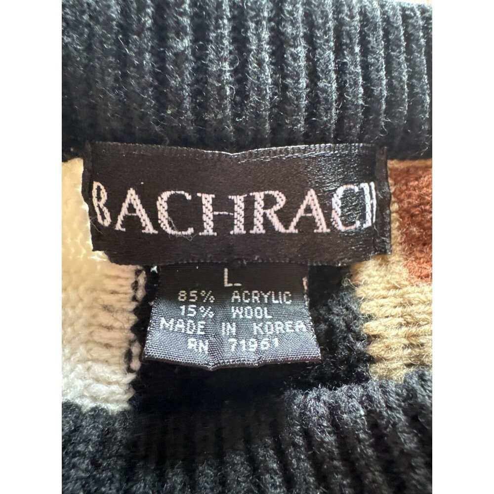 Vintage Bachrach Mens L Sweater 90s Geometric Knit Grandpacore Retro Pullover - Picture 3 of 7